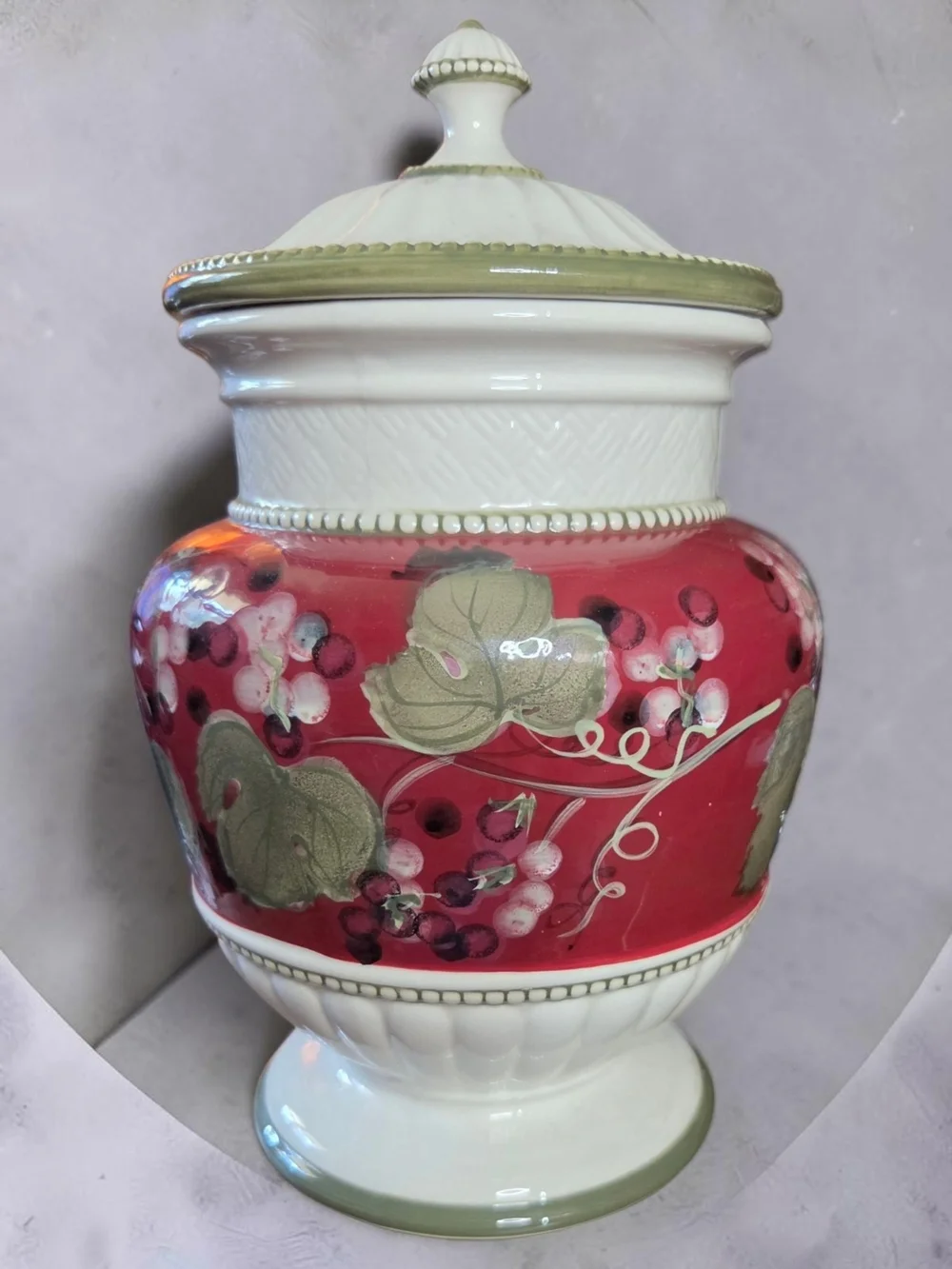 Raymond Waites by Certified International Grape Vine Lidded Canister Cookie Jar
